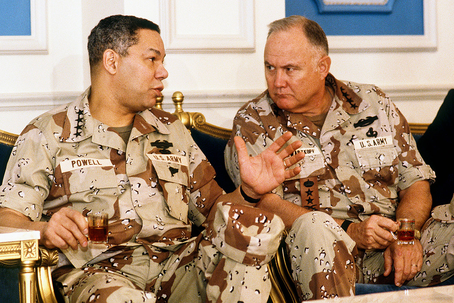 Starting in 1989, Gen. Colin Powell, left, served as the first black chairman of the Joint Chiefs of Staff. In 2001 he made history again as the first black U.S. Secretary of State. (DoD photo)