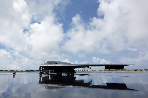 A B-2 Spirit deployed from Whiteman Air Force Base, Mo., to Joint Base Pearl Harbor-Hickam, Hawaii, in support of the U.S. Strategic Command’s Bomber Task Force deployment is parked on the flight line Sept. 26, 2018. (U.S. Air Force photo by Staff Sgt. Danielle Quilla)