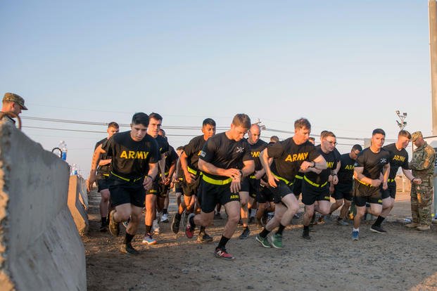 Starting the two-mile run of the Army physical fitness test