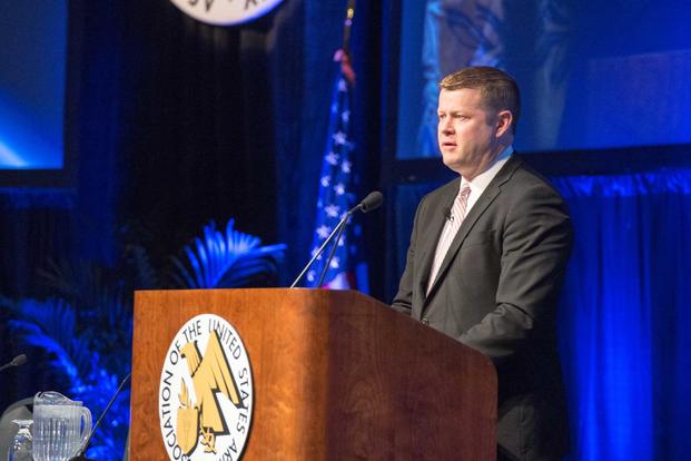 FILE – Then Army Under Secretary Ryan D. McCarthy outlined the Army's key priorities for Army Futures Command and its potential impact to the force during the opening ceremony at the 2018 Association of the U.S. Army Global Force Symposium and Exhibition, March 26, 2018. (U.S. Army/ Devon Suits)