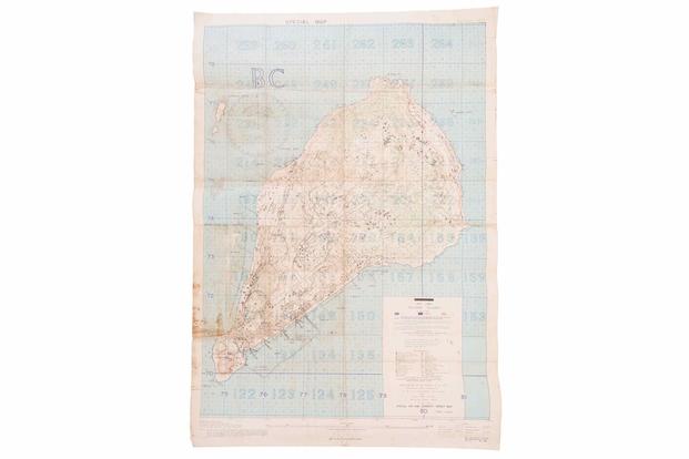 Rock Island Auction Company will auction “Special Air and Gunnery Target Map” of Iwo Jima.