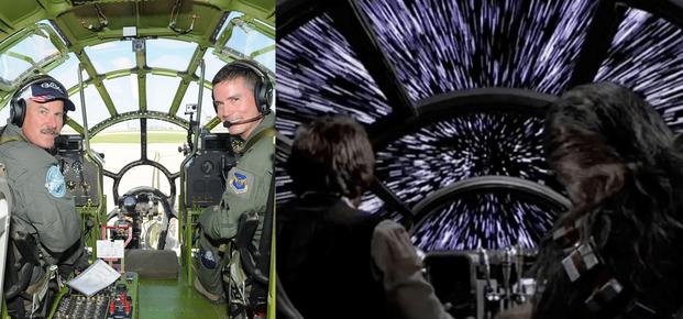 (Left: USAF photo by Senior Airman Tara Fadenrecht/ Right: Photo courtesy of 20th Century Fox)