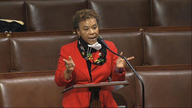 Rep. Barbara Lee, D-Calif., speaks on the floor of the House of Representatives.