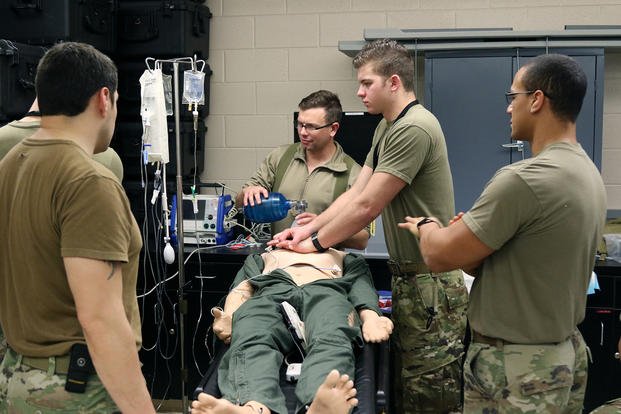 Students practice advanced cardiac life support.