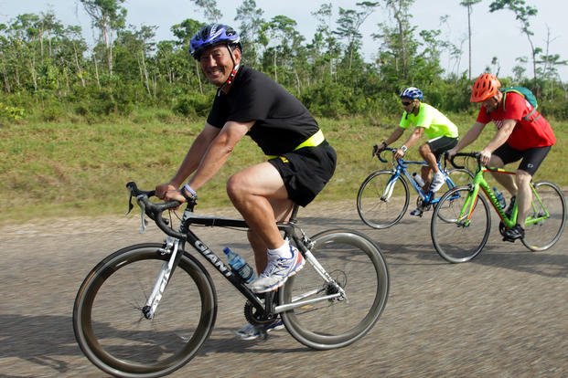The commanding general of U.S. Army South participates in the CEO Caucus Challenge Cancer Awareness Ride in Belize.