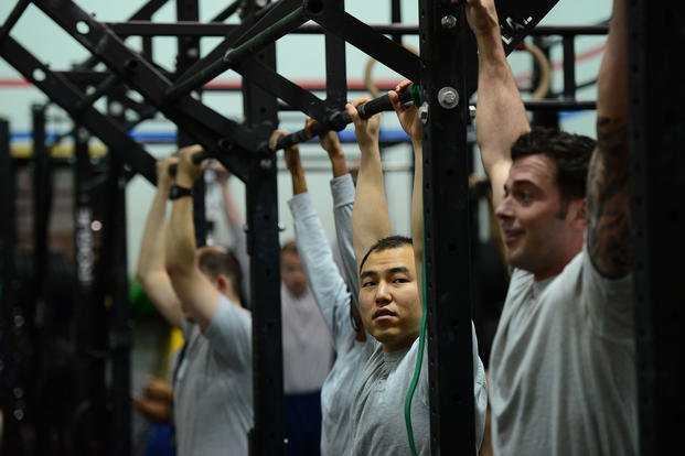 Airmen work out at the fitness center on Osan Air Base.