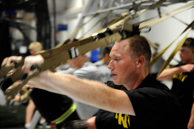 National Guard soldiers exercise during the state’s inaugural Fit for Life training.
