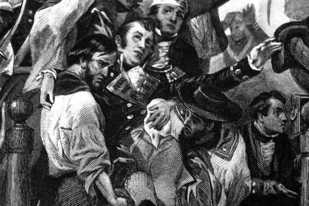 Canister shot was basically the naval equivalent of being hit by a giant shotgun. It was a miracle James Lawrence was able to speak at all.