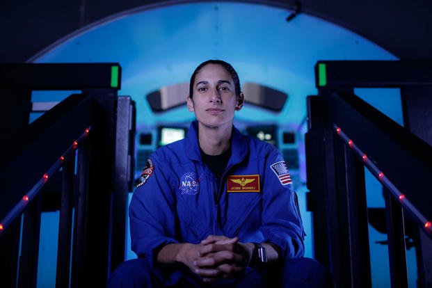 Then-NASA astronaut candidate Jasmin Moghbeli poses for a portrait