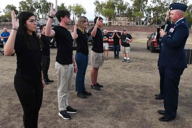 U.S. Space Force recruits recite the Oath of Enlistment