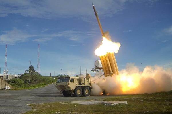Two Terminal High Altitude Area Defense (THAAD) interceptors are launched during a successful intercept test on Sept. 10, 2013, at an unspecified location. (Defense Department photo)