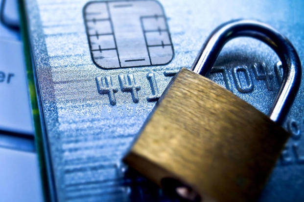 Cyber security image with credit card and lock