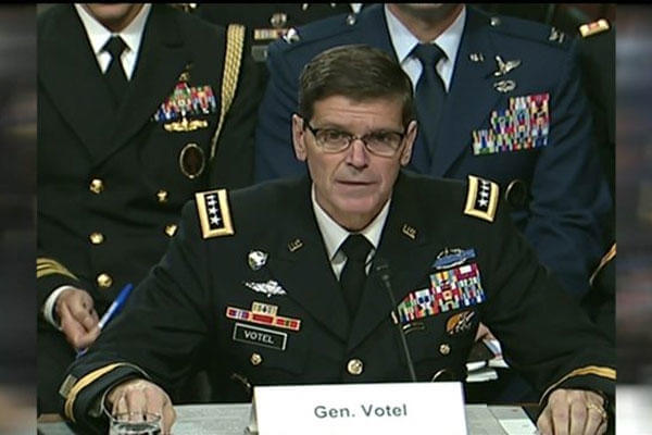 Gen. Joseph Votel provides his testimony in front of Congress. (U.S. Army photo)