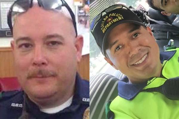 Former Marine Brent Thompson (left) and former Navy sailor Patrick Zamarripa (right) are two of the police officers who were victims of the sniper attack in Dallas. (Twitter)