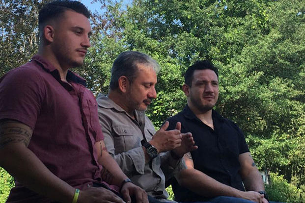 Harry M., center, and his sons James, left, and Josh, right, are joining the fight against ISIS. Fox News photo