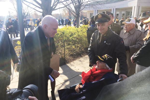 Sen. John McCain, who was 5 years old in 1944, participated in a ceremony on  Dec. 7, 2016, in Washington, D.C., to recognize the 75th anniversary of the Pearl Harbor attacks. (Photo courtesy John McCain)