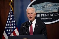 President Joe Biden delivers remarks at the Pentagon