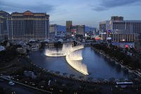 Fountains erupt along the Las Vegas Strip in Las Vegas.