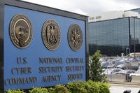 A sign stands outside the National Security Agency (NSA) campus