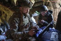 Ukrainian serviceman sends receiving coordinates for a Furia drone