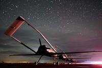 Long-range drones An-196 Liutyi of the Ukrainian 14th Separate Unmanned Aerial Systems Regiment stand in line before takeoff in undisclosed location, Ukraine, Tuesday, Oct. 14, 2025. (AP Photo/Evgeniy Maloletka) APTOPIX Russia Ukraine War Deep Strikes