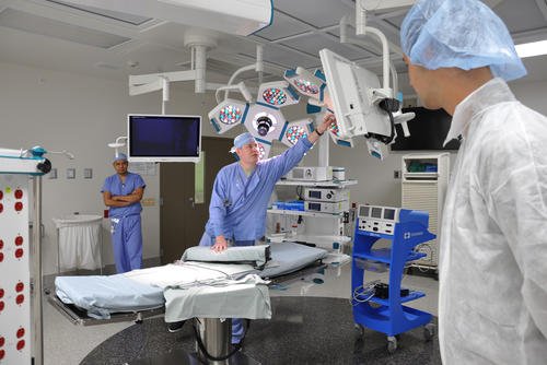An operating room is shown at the Wright-Patterson Air Force Base Medical Center Complex in Ohio.
