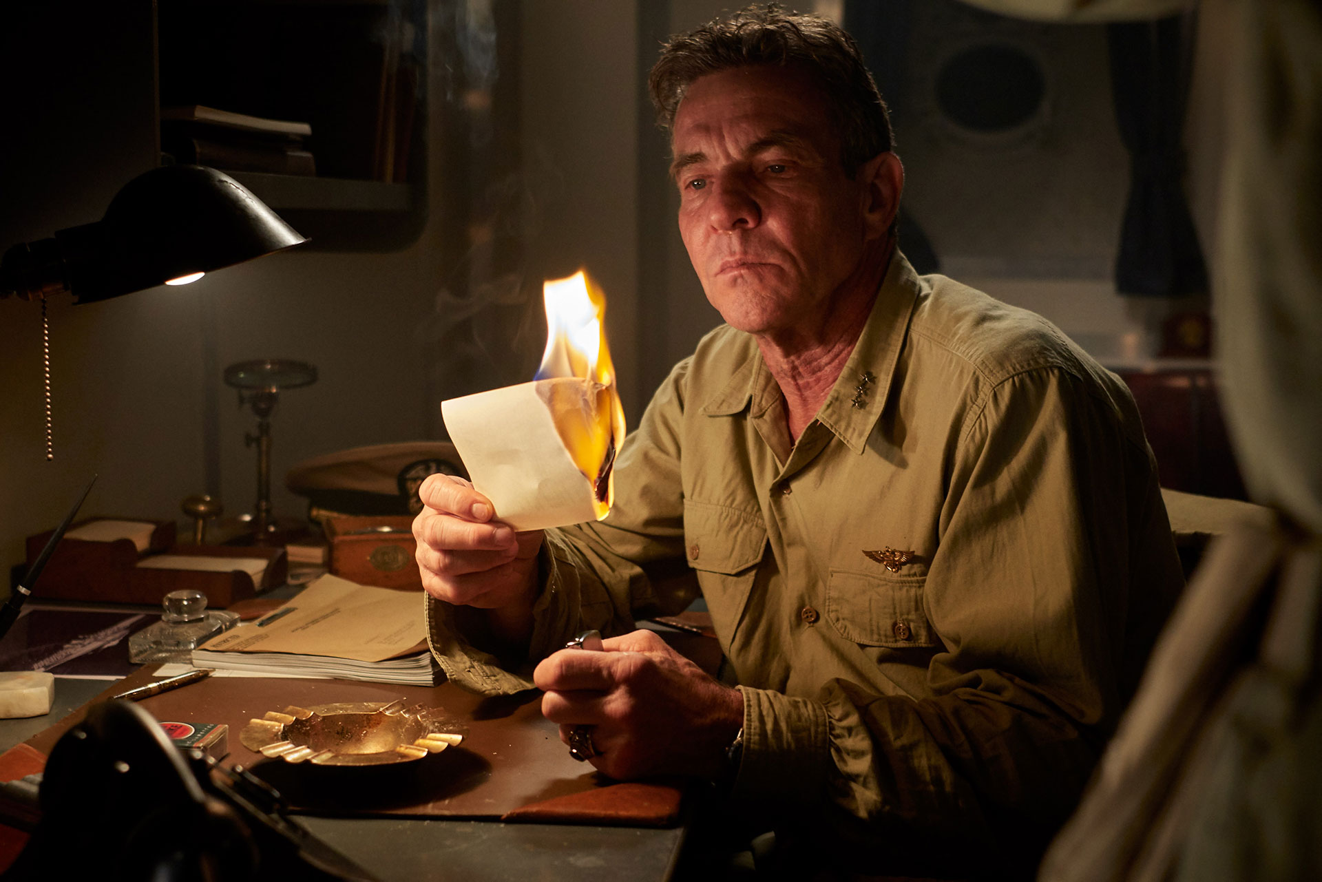 Dennis Quaid stars as 'Admiral William &quot;Bull&quot; Halsey in MIDWAY. Photo credit: Reiner Bajo.