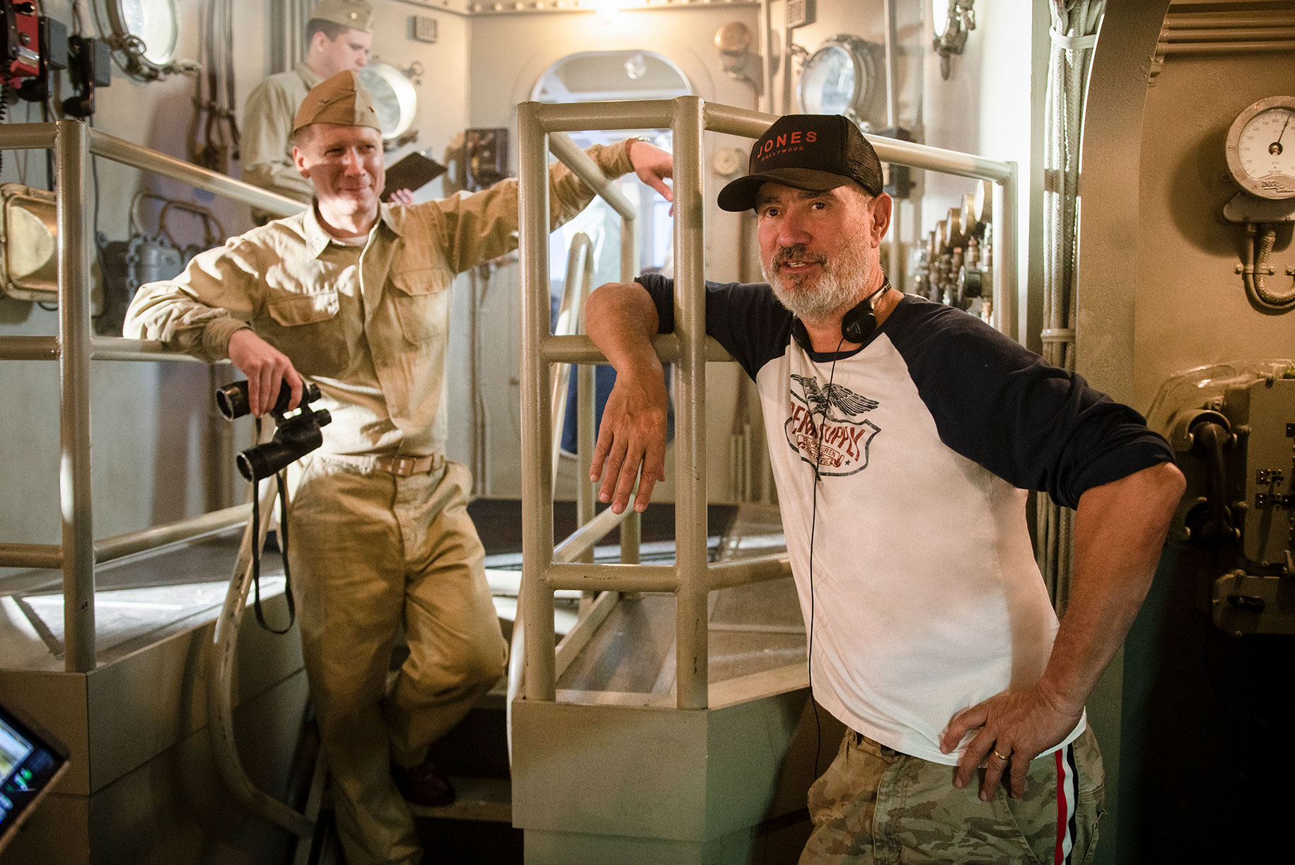 Director Roland Emmerich behind the scenes  on the set of MIDWAY. Photo credit: Reiner Bajo.