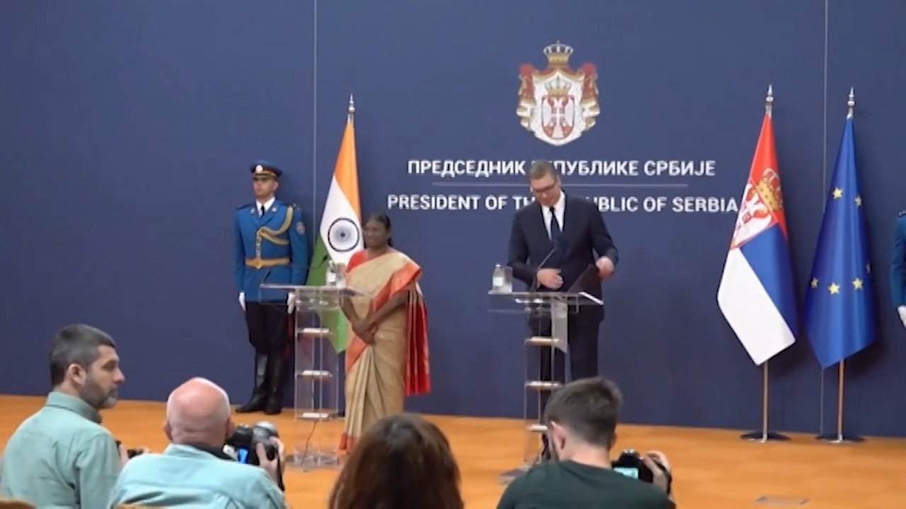 Vucic and Murmu Hold Joint Briefing in Belgrade
