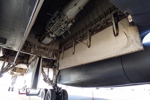 A peek into the intermediate weapons bay of a B-1B Lancer. Photo: Oriana Pawlyk/Military.com
