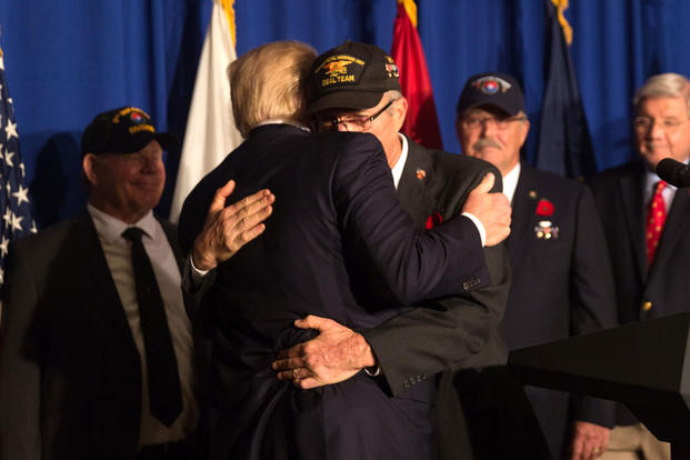 President Donald Trump meets U.S. Vietnam veterans on Nov. 10, 2017. 