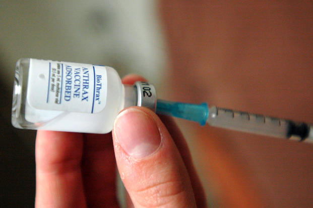Anthrax vaccine is drawn into a hypodermic needle. U.S. Army officials in Korea announced that an Eighth Army memo warning soldiers about potentially "bad Anthrax" vaccinations given on a large scale is "completely without merit." (U.S. Army photo/Christopher Jones)