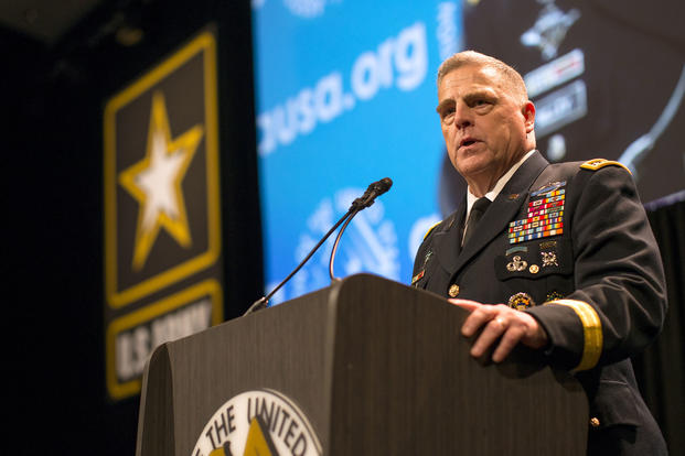 U.S. Army Chief of Staff Gen. Mark A. Milley delivers his State of the Army address at AUSA's Eisenhower Luncheon on Oct. 10, 2017. He has outlined six modernization priorities that include combat vehicles equipped with artificial intelligence. (US Army photo/Daniel Torok)