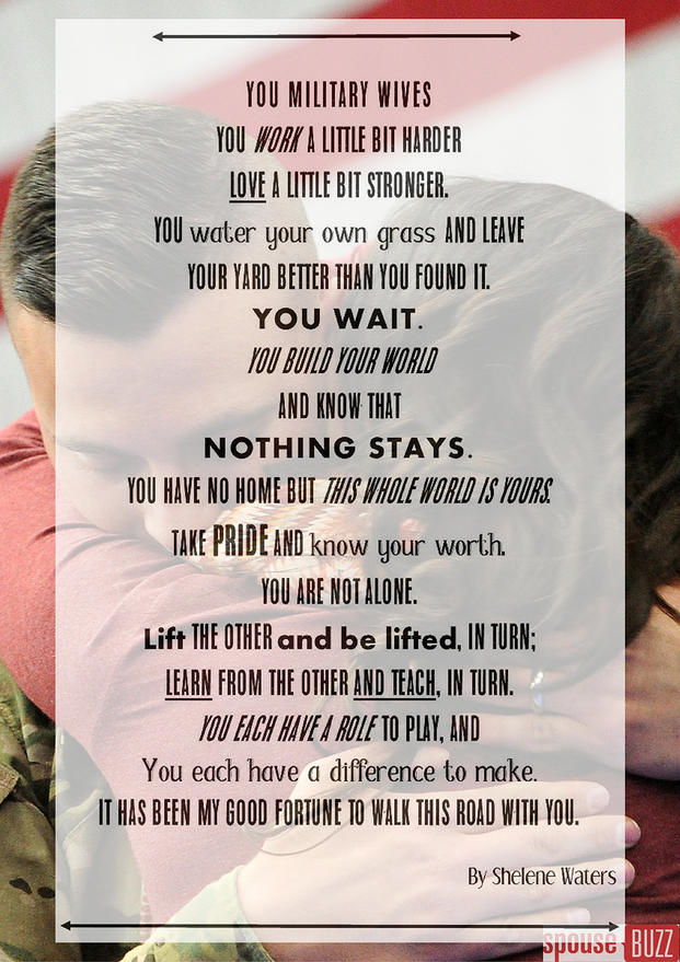 'You Military Wives' Military Spouse Appreciation Day poem.