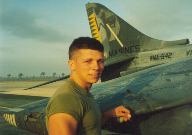 Sean Mclain Brown during the Gulf War with VMA-542.  (Photo from Sean Mclain Brown)
