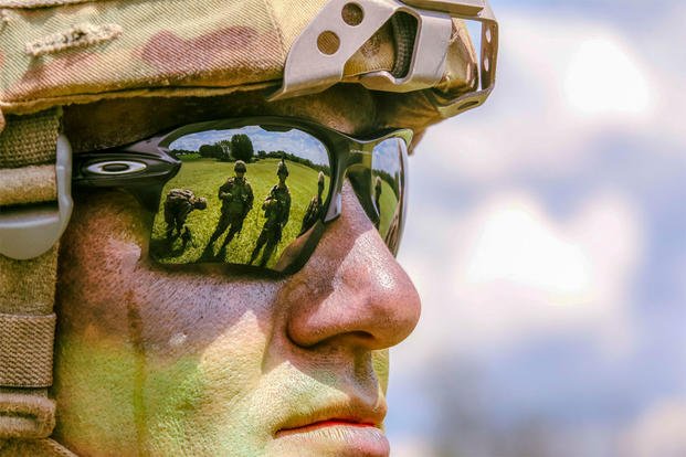 Army Sgt. Samuel Benton observes and mentors soldiers during the Bull Run V training exercise with Battle Group Poland in Olecko, Poland, May 22, 2018. (U.S.Army photo by Spc. Hubert D. Delany III)