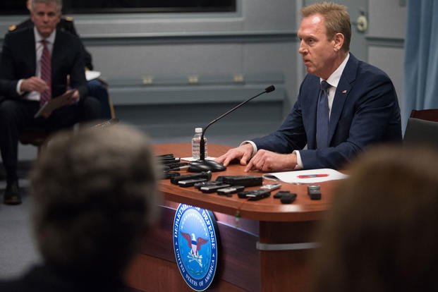 Acting U.S. Secretary of Defense Patrick M. Shanahan speaks to reporters during an off camera press gaggle at the Pentagon in Washington, D.C., Jan. 29, 2019. (DoD photo/Amber I. Smith)