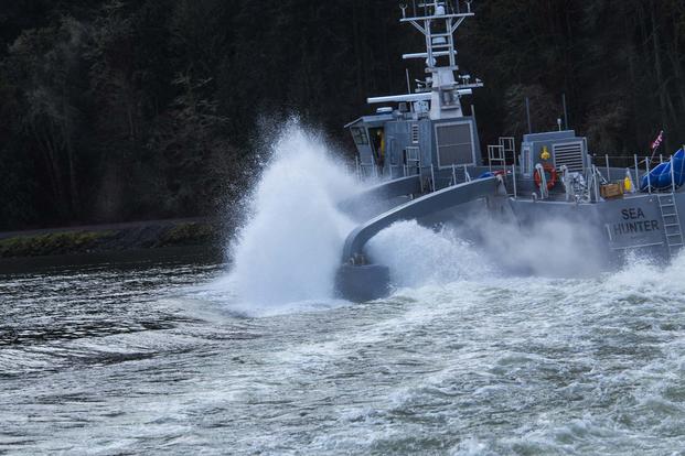 The Sea Hunter, a 132-foot-long self-driving ship, made history by traveling from San Diego to Hawaii's Pearl Harbor and back again without sailors aboard to guide its way. DARPA photo