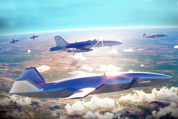 Dubbed the Airpower Teaming System, Boeing’s drone-jet hybrid would be a multi-mission craft using artificial intelligence to conduct intelligence, surveillance and reconnaissance missions to supply pilots with more information. (Image: Boeing)