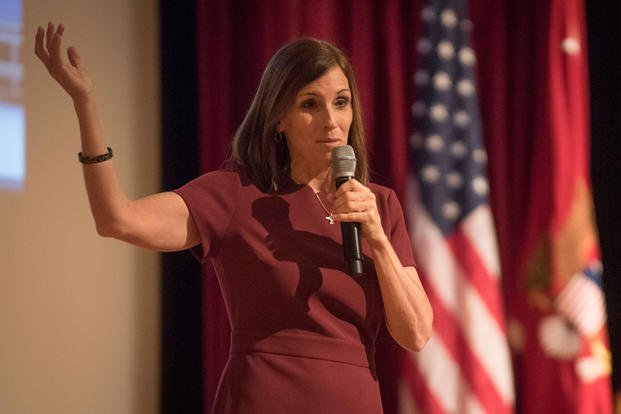 U.S. Senator Martha McSally delivers the keynote address at a conference on sexual assault at college campuses.