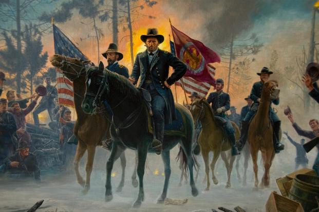 "On to Richmond" by the artist Mort Kunstler. The painting depicts Lt. General Ulysses S. Grant on the field during the Battle of the Wilderness, Virginia, May 5-7, 1864. (Photo Credit: U.S. Army War College/Megan Clugh)