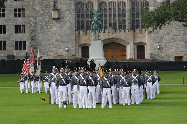 Alumni and parents are treated to a U.S. Military Academy at West Point cadet review and drill team demonstration as part of Homecoming and Family Weekend, Oct. 20, 2018. (U.S. Army photo/Matthew Moeller)