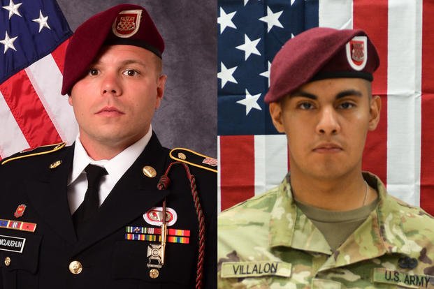 Staff Sgt. Ian Paul McLaughlin, left, and Pfc. Miguel Angel Villaon.
