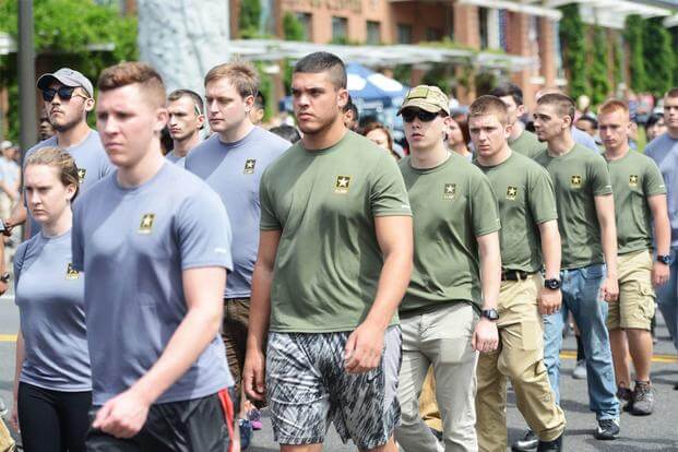 70 "future soldiers" participate in a parade in Philadelphia.