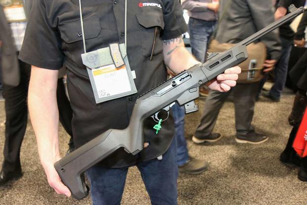 The new Magpul Industries Nylon-polymer PC Backpacker Stock for Ruger PC Carbine presented at SHOT Show, January 22, 2020. (Matthew Cox/Military.com)
