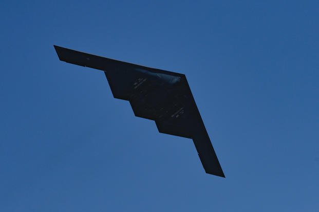 B-2 Spirit performs a low flyover