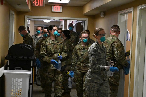 North Dakota National Guard coronavirus sanitizing