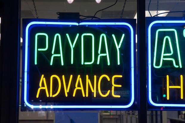 Neon sign advertising payday advance loans