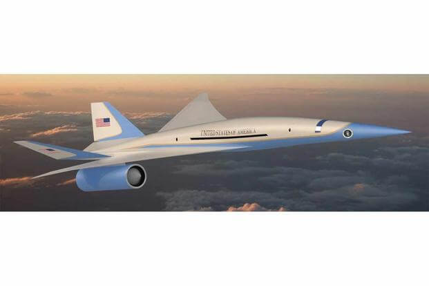 Artist rendering of Exosonic's low-boom supersonic executive transport aircraft. 
