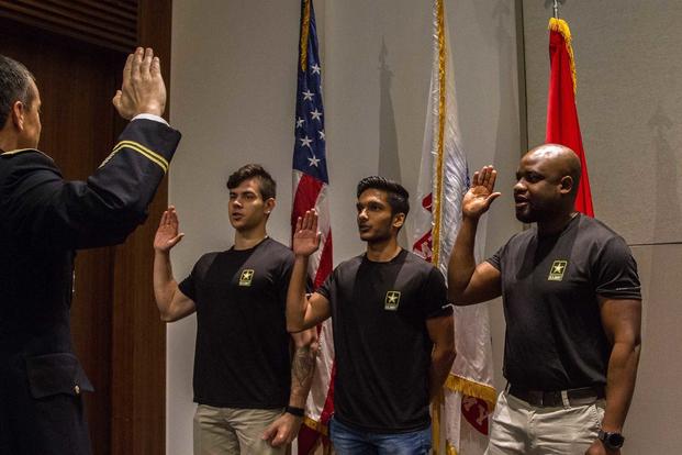 An enlistment ceremony for Houston residents.